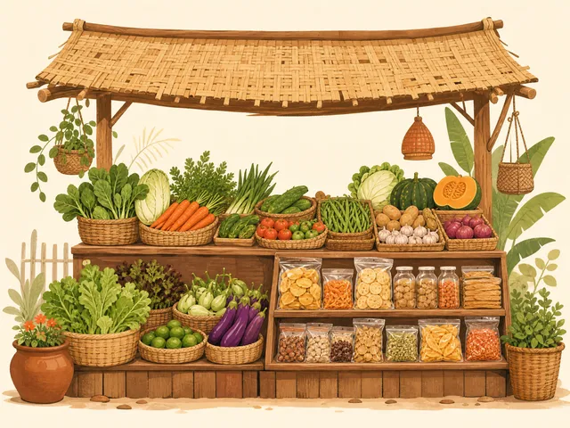 Ilustrasi dagangan makanan dan sayur